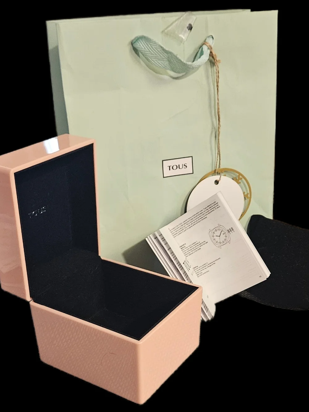 NEW Authentic TOUS Pink Watch Box Case Set Bag Pillow Booklet Complete Bundle